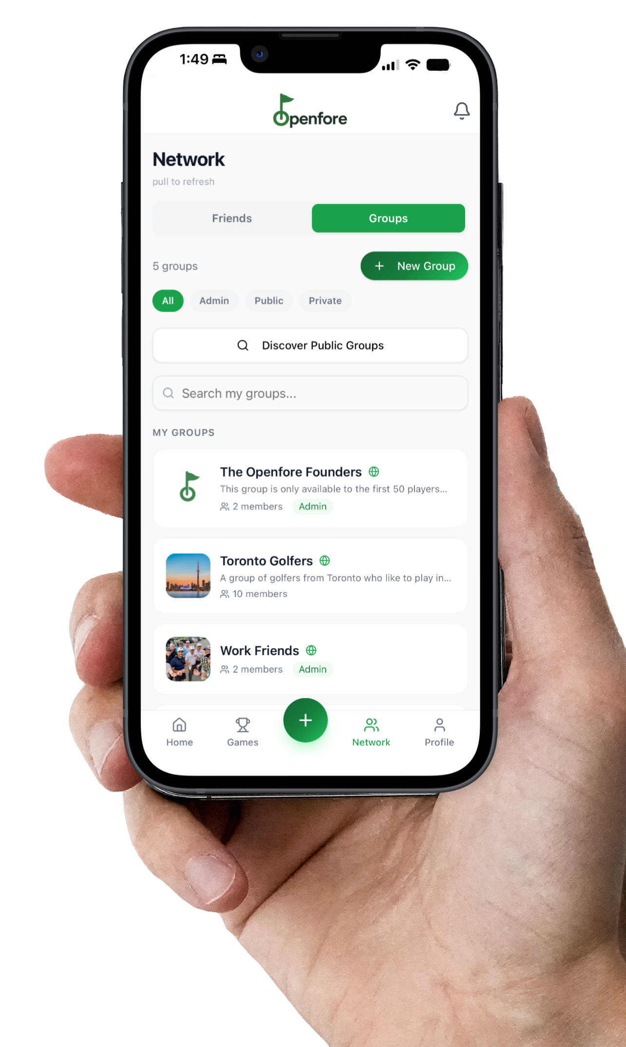 Openfore app on phone in hand